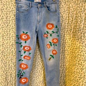 ZARA Floral Embroidered jeans